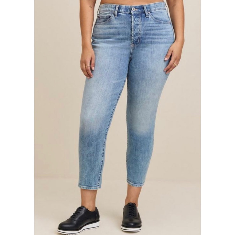 🆕 Mom Straight Vintage Stretch High Rise Blue Denim Jean 18 T NWT Torrid New